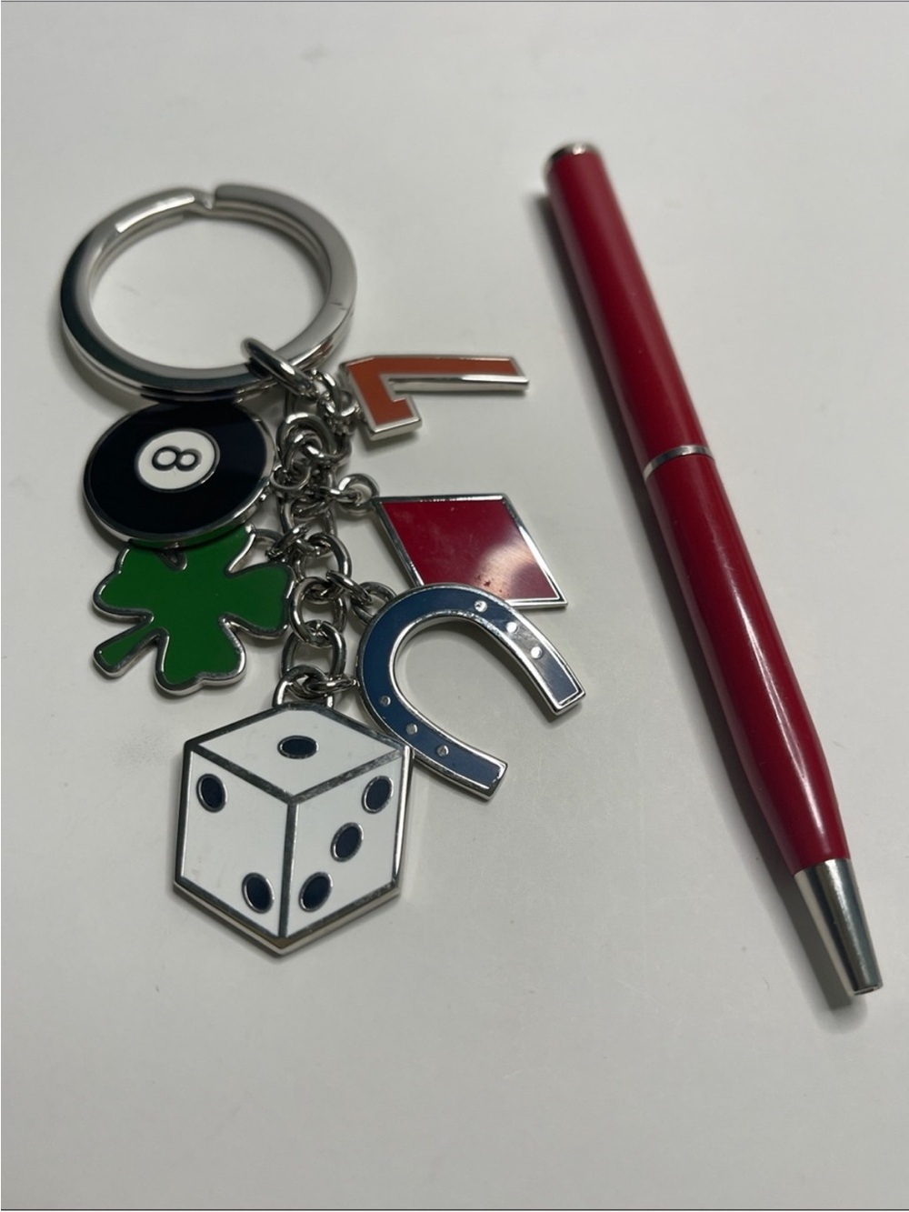 Coach Lucky Charm Key Fob & Red Coach Pen Set w/ Dust Bag NWOT